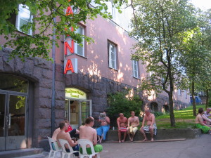 I joined the men outside for a beer in my towel and bikini top and it was a discussion of many nations