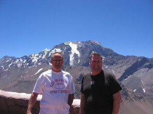 Morgan and Dad at the top of the Chile/Argentina border