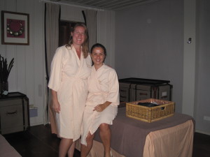 The much more upscale spa with robes, nice tables and air con
