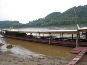 The long boat we cruised the Mekong River