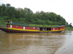 A boat gas station on the Mekong River