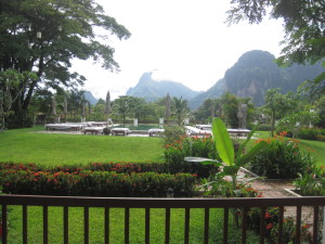Laos - Vang Vieng Hotel balcony