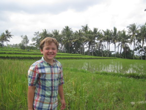 Liam Campbell at the rice fields in Bali