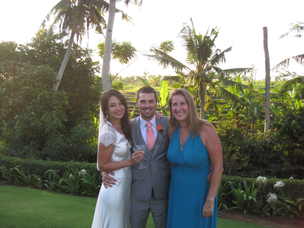 Sophia, Jeff and me at their wedding in Bali