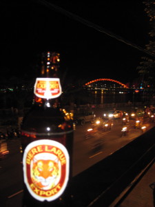 Da Nang's local beer in Vietnam - overlooking all the crazy traffic