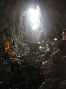 View of steps up to the top of the cave I climbed