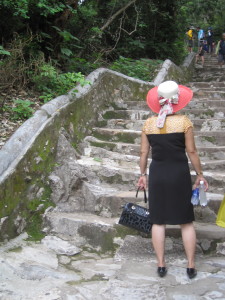 This lady didn't get the memo that high heels were not appropriate to climb all these stairs.  She was very over dressed and did not like the climb.