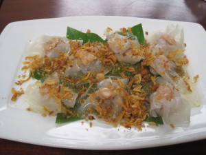 White Rose - the local Hoi An dish with shrimp, pork and dried onions and sauce.  Very Tasty!