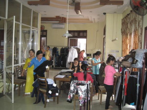The fitting area at Kimmy's Tailor Shop