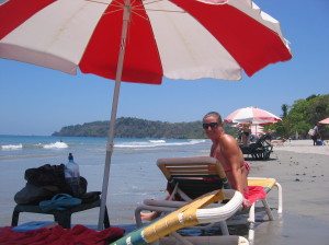 Relaxing at the public beach at Manual Antonio