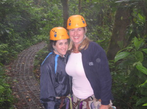 Just about to start the zip line - note my clean pink shirt here...