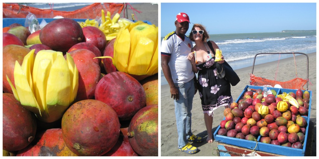 Fresh mangos on the beach in Cartagena.  This was the Bocagrande beach