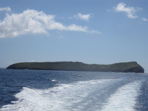 Sailing away from Molikini Crater after scuba diving