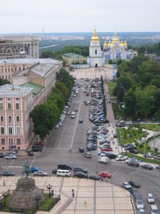 View of Kiev streets from St. Sophia's Cathedral Bell Tower