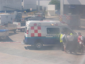 This was the Ambulance that came to take the guys off our plane (as they MAY have swine flu).  I knew they were just hungover!