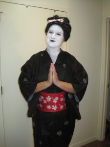 So this is the Obi and wig I bought for Halloween back in New York after the trip.  The white face paint was annoying!