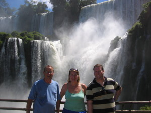 Enjoying Iguazu Falls  with Dad and Morgan