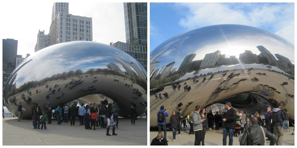 The iconic Chicago Bean - love the one on the right with the skyline reflecting