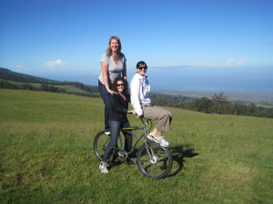 Biking down Haleakalā Volcano with Amanda and Jen