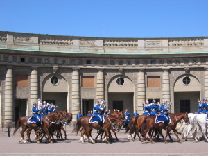 Changing of the guard ceremony - all the soldiers and horses